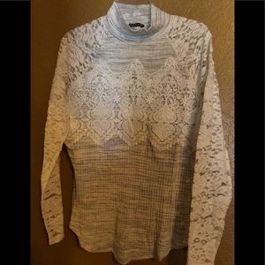 Brand New...Lace Detail Mock Neck Top
